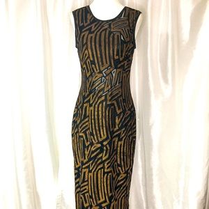 Josef Ribkoff stylish abstract partially see-through dress, size 6.